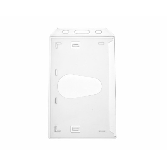 Enclosed Rigid Clear ID Card Holders with Thumb Slot - Vertical (Pack of 100)