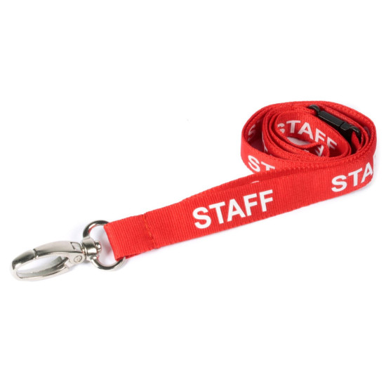 Pre-Printed Staff Lanyards with Metal Lobster Clip (Pack of 100) Pre-Printed Staff Lanyards with Metal Lobster Clip (Pack of 100)